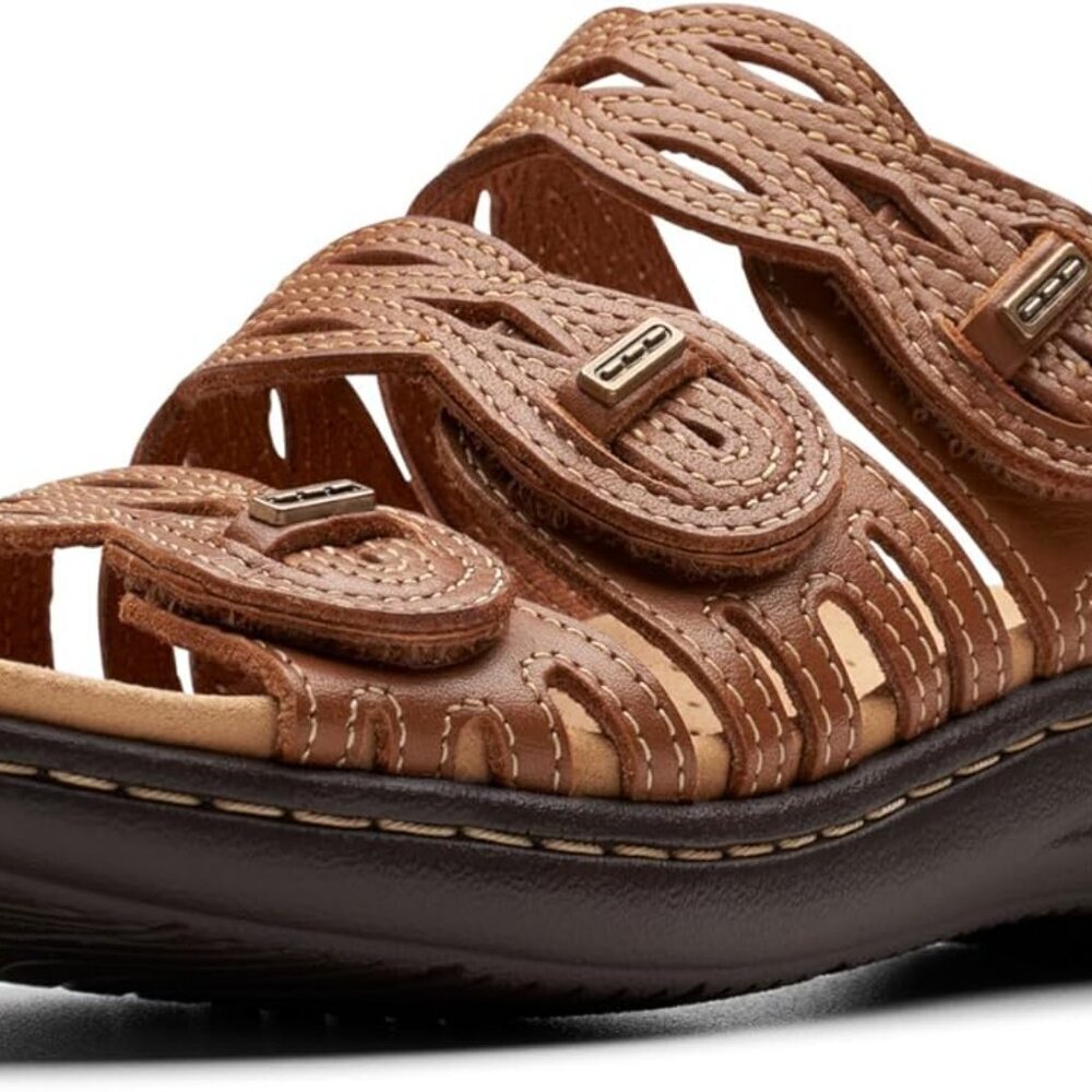 Women's Leather Flat Sandal Size 8.5 Comfort Beach Toe Post Summer Shoes